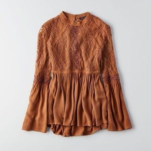 Burnt orange lace shirt